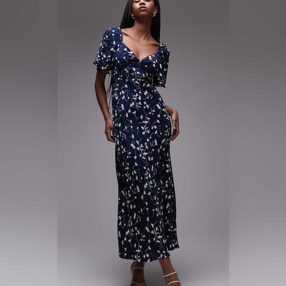 & Other Stories Navy and White Floral Maxi Dress
